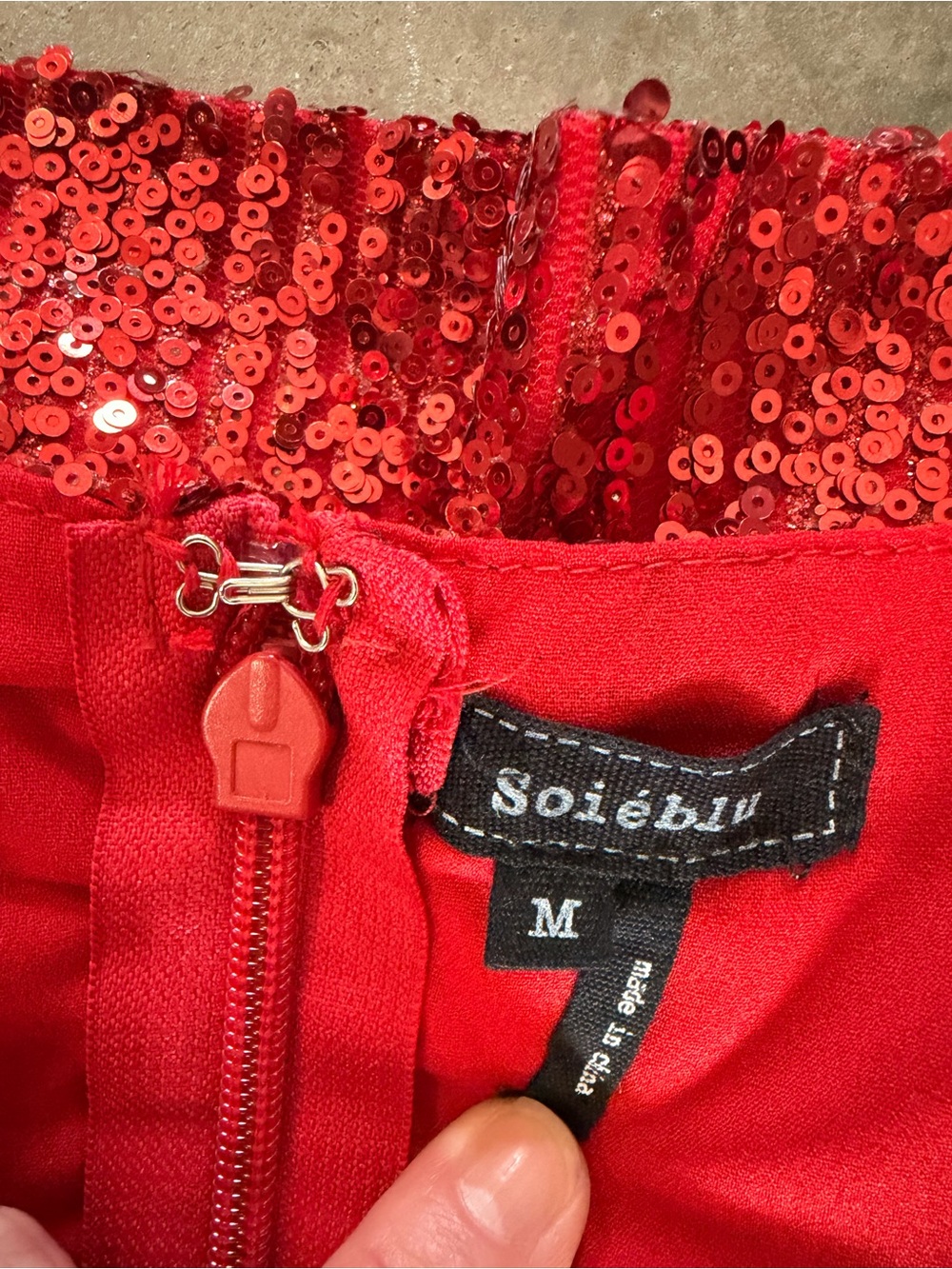 Soieblu Red Sequin Fit & Flare Mini Party Dress Sleeveless Size Medium - Picture 10 of 12